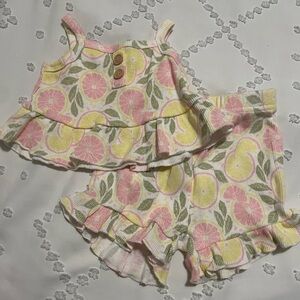 NWOT - Rachel Zoe - Baby Girl 12M Pink and Yellow Lemon Outfit